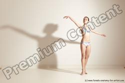 Underwear Gymnastic poses Woman White Moving poses Slim long brown Dynamic poses Academic